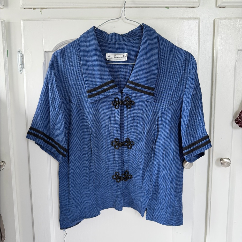 Vintage Blouse with Black Frog Knots